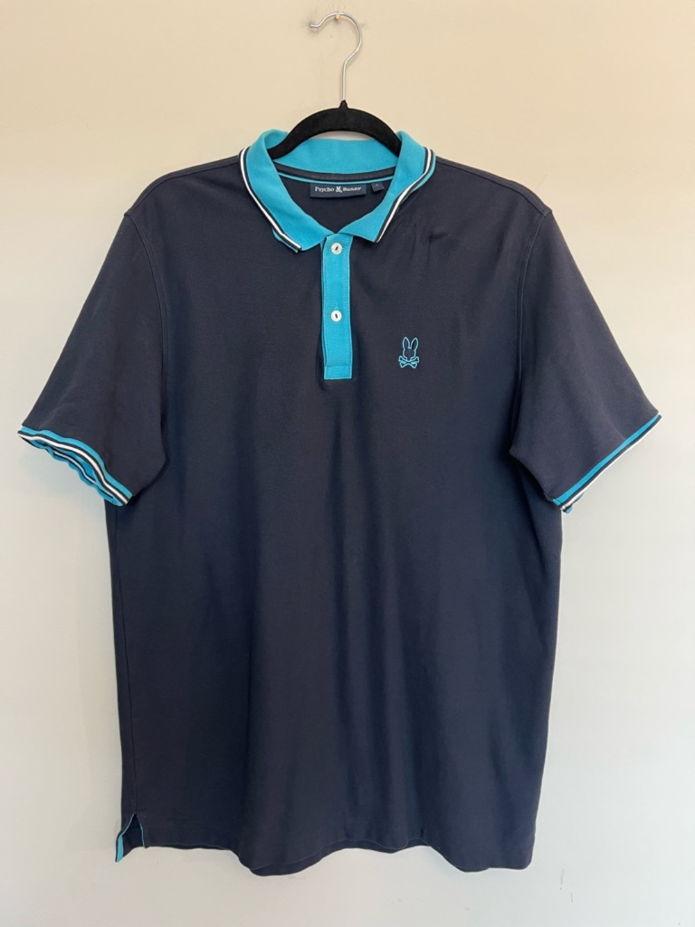 Psycho Bunny‎ Black Polo with Teal Trim Size 7